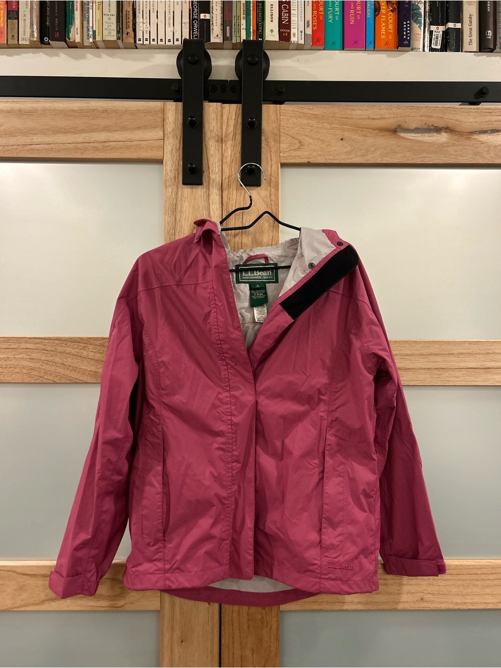 LL Bean pink rain jacket